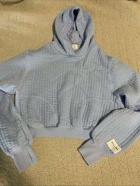 Aerie Offline Light Blue Quilted Hoodie Sweatshirt